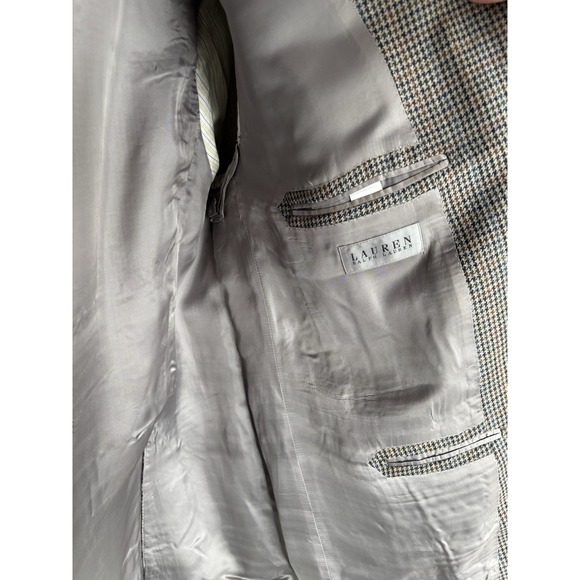 Lauren Ralph Lauren 100% Baby Alpaca Houndstooth Jacket Sport Blazer Multi 48 R - Picture 8 of 14